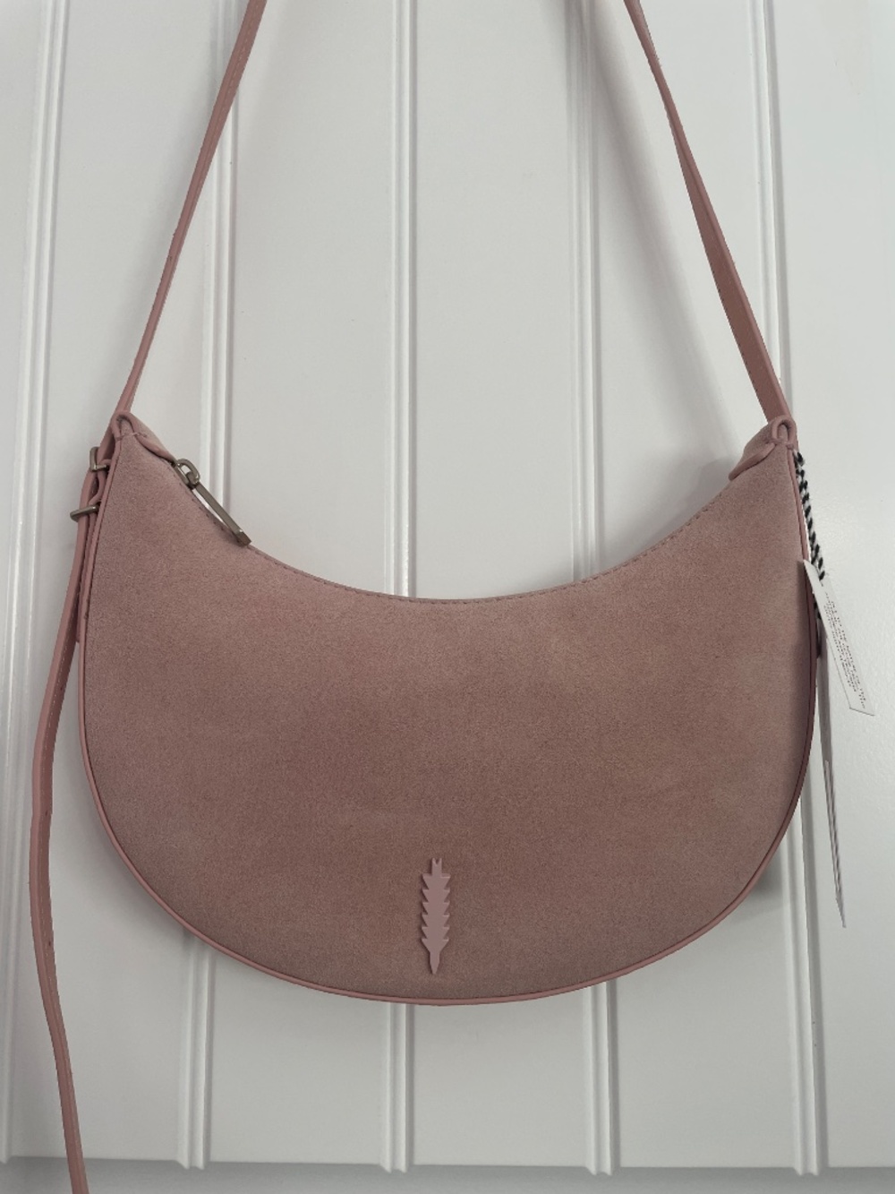 Thacker Silas Suede Crossbody Bag Light Pink Crescent NWT